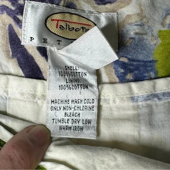 Talbots Woman’s Floral Pleated Skirt 12P Blue White Yellow Lined Side Zip Close - Picture 8 of 10